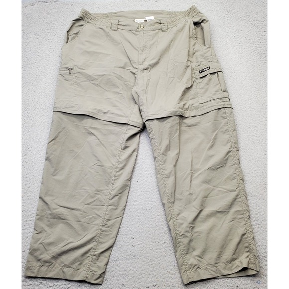 Columbia Convertible Cargo Pants Mens XL Green Side Elastic Waist Straight Leg - Picture 1 of 10